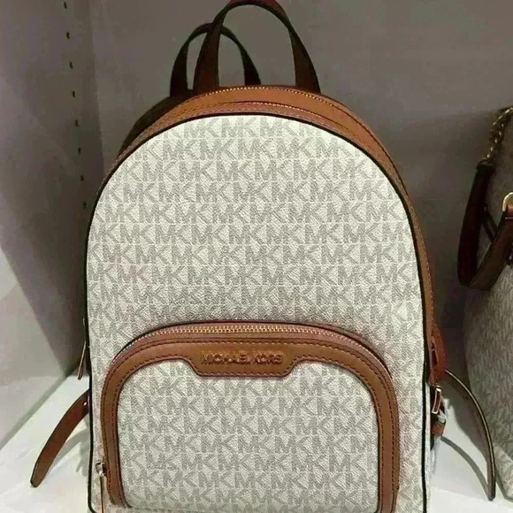 Michael Kors Backpack Jaycee Medium Backpack MK Signature Vanilla - Picture 1 of 9